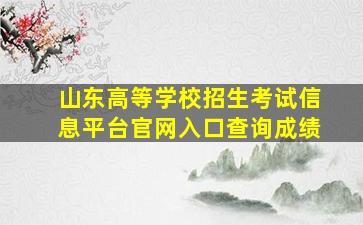 山东高等学校招生考试信息平台官网入口查询成绩