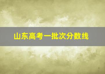 山东高考一批次分数线