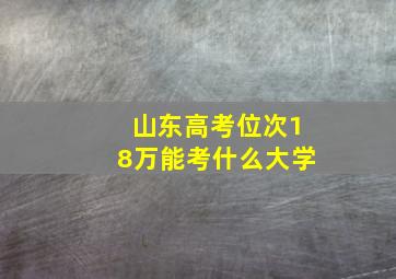 山东高考位次18万能考什么大学