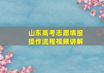 山东高考志愿填报操作流程视频讲解