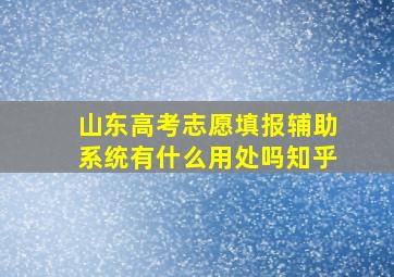 山东高考志愿填报辅助系统有什么用处吗知乎