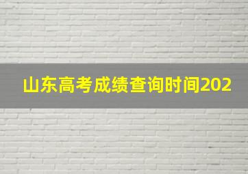 山东高考成绩查询时间202