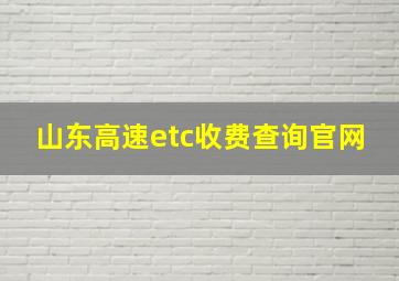 山东高速etc收费查询官网