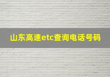 山东高速etc查询电话号码