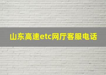 山东高速etc网厅客服电话