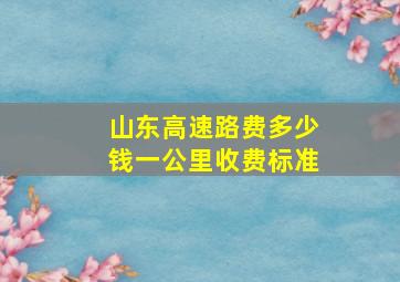 山东高速路费多少钱一公里收费标准