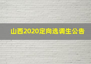 山西2020定向选调生公告