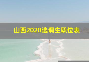 山西2020选调生职位表