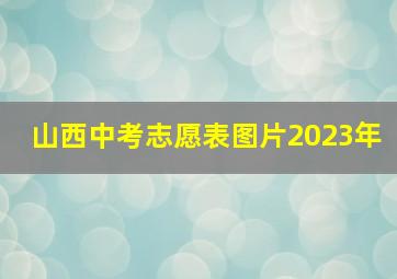 山西中考志愿表图片2023年