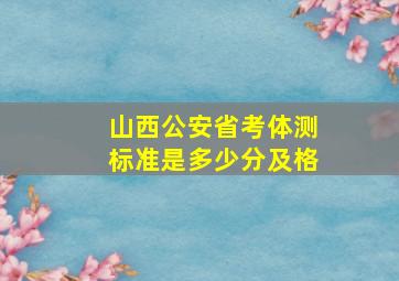 山西公安省考体测标准是多少分及格