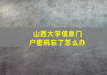 山西大学信息门户密码忘了怎么办