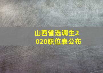 山西省选调生2020职位表公布