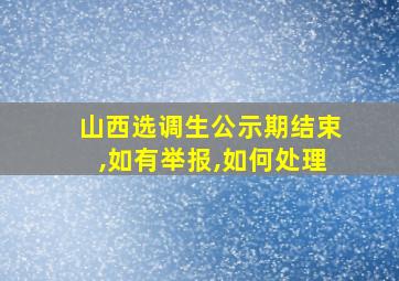 山西选调生公示期结束,如有举报,如何处理