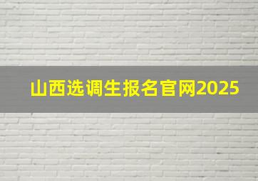 山西选调生报名官网2025