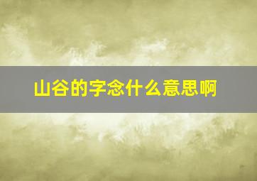 山谷的字念什么意思啊