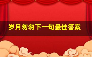 岁月匆匆下一句最佳答案