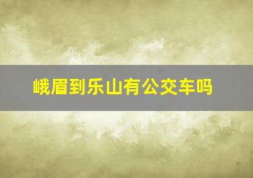 峨眉到乐山有公交车吗