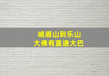 峨眉山到乐山大佛有直通大巴