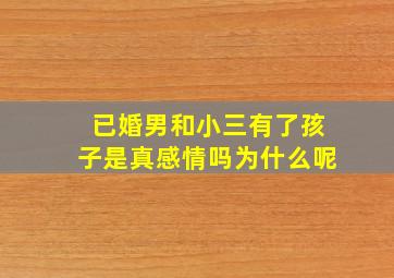 已婚男和小三有了孩子是真感情吗为什么呢