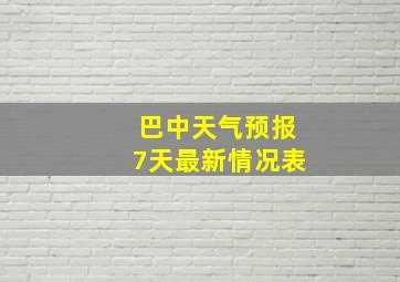 巴中天气预报7天最新情况表