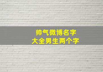 帅气微博名字大全男生两个字