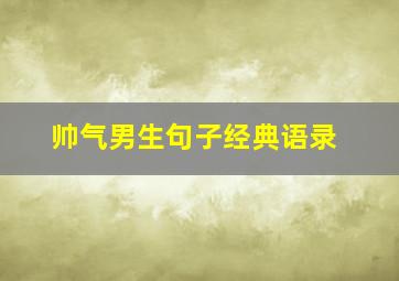 帅气男生句子经典语录