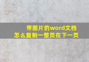 带图片的word文档怎么复制一整页在下一页