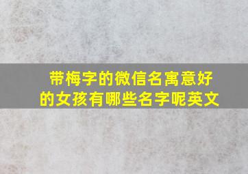 带梅字的微信名寓意好的女孩有哪些名字呢英文