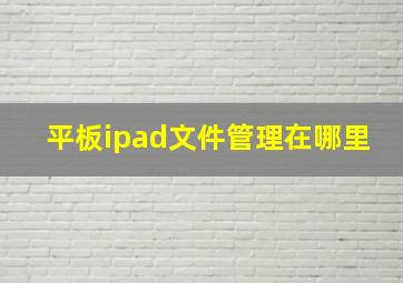 平板ipad文件管理在哪里