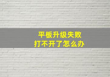 平板升级失败打不开了怎么办