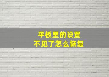 平板里的设置不见了怎么恢复