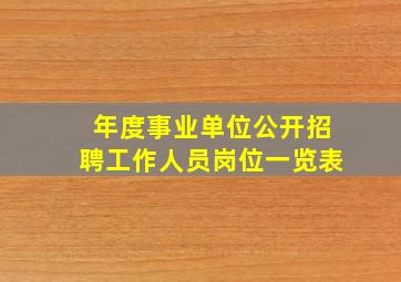 年度事业单位公开招聘工作人员岗位一览表