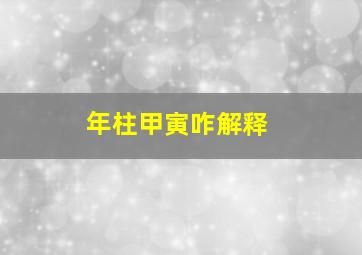 年柱甲寅咋解释