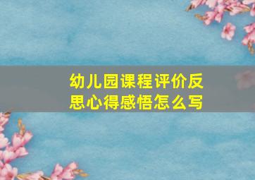 幼儿园课程评价反思心得感悟怎么写