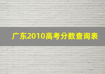 广东2010高考分数查询表