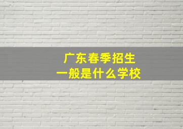 广东春季招生一般是什么学校