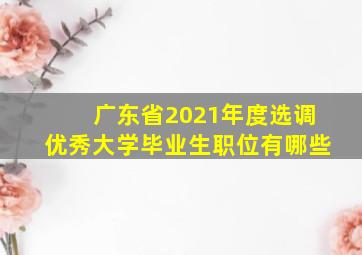 广东省2021年度选调优秀大学毕业生职位有哪些