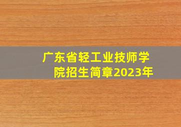 广东省轻工业技师学院招生简章2023年