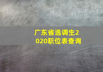 广东省选调生2020职位表查询