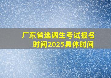 广东省选调生考试报名时间2025具体时间