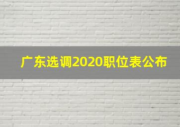 广东选调2020职位表公布