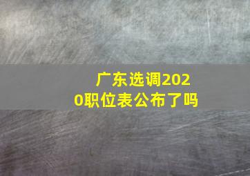 广东选调2020职位表公布了吗