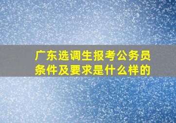 广东选调生报考公务员条件及要求是什么样的