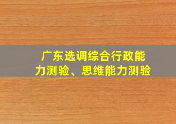 广东选调综合行政能力测验、思维能力测验