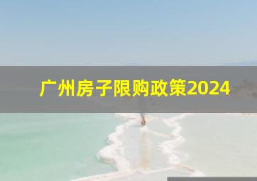 广州房子限购政策2024