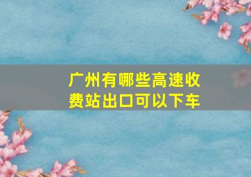 广州有哪些高速收费站出口可以下车