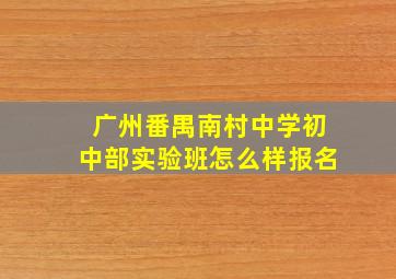 广州番禺南村中学初中部实验班怎么样报名