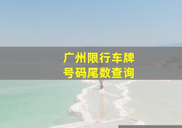 广州限行车牌号码尾数查询