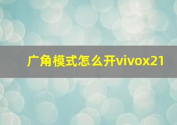 广角模式怎么开vivox21