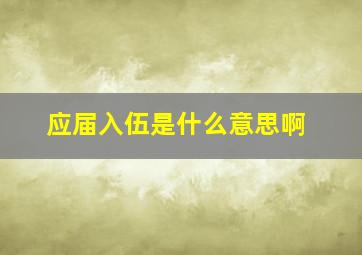 应届入伍是什么意思啊